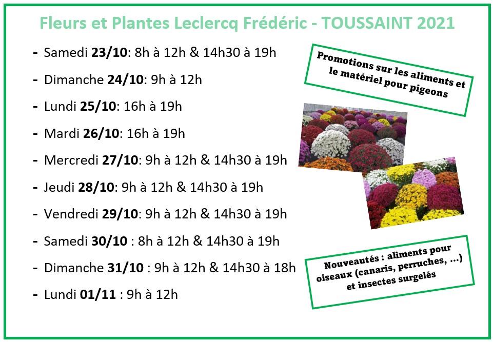 Horaire toussaint 2021