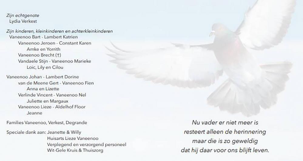 Vaneennoo overlijden